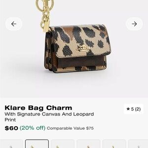 Coach Mini Bag Charm in Brown with Yellow Floral